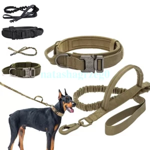 Tactical Dog Collar Heavy Duty Nylon Military Metal Buckle Adjustable Handle AU - Picture 1 of 28