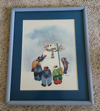Barbara Lavallee Signed Framed Print Alaska Native Eskimo Art 1983 Snowman