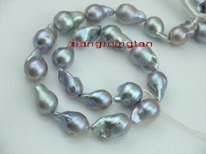 AAAAA rare 17"30mm Natural REAL south sea baroque SILVER GRAY pearl necklace - Picture 1 of 5
