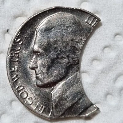 Jefferson Nickel 5c ERROR Triple Clip CLIPPED PLANCHET Uncirculated #91979 - Image 1 of 2