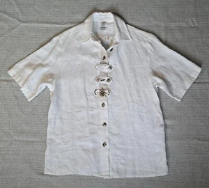 Vintage AMANN Austrian Alps Damen besticktes weißes Hemd Bluse Edelweiß Handarbeit - Bild 1 von 14
