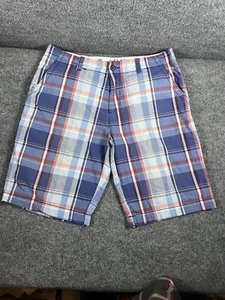 Old Navy Blue Plaid Flat Front Chino Shorts Men's Size 33 Summer outdoors Hike - Picture 1 of 6