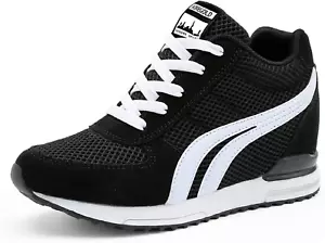 Zapatillas deportivas de plataforma para mujer AONEGOLD cuñas altas con cordones zapatos aumentan la moda - Imagen 1 de 7