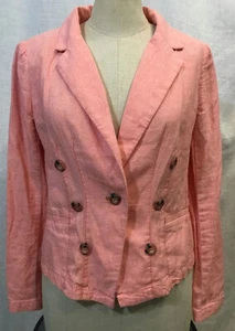 Neu mit Etikett Anthropologie by Anthropologie Damen Blazer Jacke Baumwolle Leinen rosa Größe 4 - Bild 1 von 12