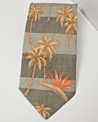 Corbata de seda Tommy Bahama verde gris palmeras 59 pulgadas Foto 1 de 4