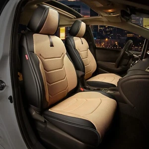 Sport Series Leatherette Full Set Seat Covers Universal Beige Cars Trucks SUV - Picture 1 of 10