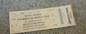 MICHAEL JACKSON Konzert Ticket Stub 2012 Immortal Tour Nashville Bridgestone - Bild 1 von 1