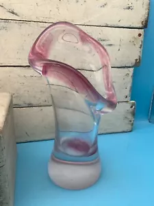 Jarrón centro de mesa de vidrio artístico rosa grueso pesado, 10 x 5 pulgadas - Imagen 1 de 8