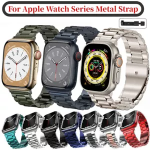 Edelstahl Armband Für Apple Watch Series 10/9/8/7/SE/6/5/4 Metall Ersatzarmband - Bild 1 von 38