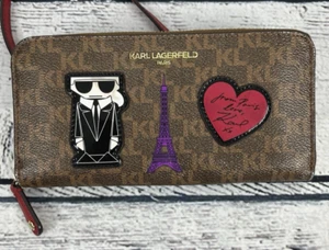 Karl Lagerfeld Paris Crossbody Bag Wallet In Brown - Picture 1 of 4