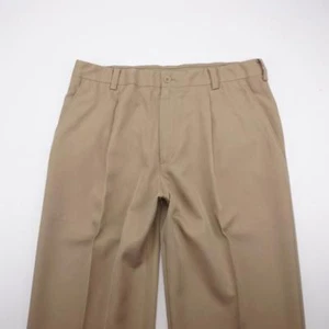 NIKE GOLF Dri-Fit Pleated Cuffed Golf Pants Slacks Trousers Khaki Mens 33x30 - Picture 1 of 12