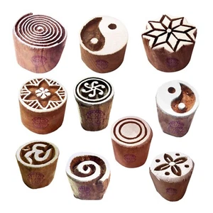 Indische Paisley und Blatt Motiv Holz Block Stempel (6er Set) - Bild 1 von 7