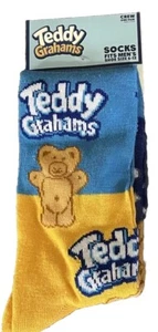 Teddy Grahams Teddy Bear Socks Funny, Novelty Crew Socks Size 10-13 - Picture 1 of 2