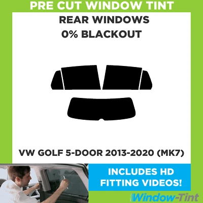 For VW Golf 5-door 2013-2020 (MK7) Pre Cut Window Tint Rear 0% Blackout Film - Image 1 of 4