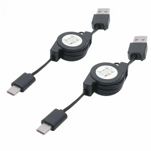 2x Aufrollbar Ausziehbar USB-C Ladekabel 70cm Daten Kabel Typ-C Type-C SteckerDE - Bild 1 von 6
