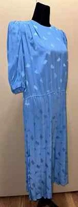 Vintage 80s Liz Claiborne Dress Size 6 Blue Pleated Half Sleeve Polyester S110 - Picture 1 of 10