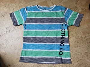 Jungen Shirt 146/152 von Yigga grau türkis grün gestreift - Bild 1 von 2