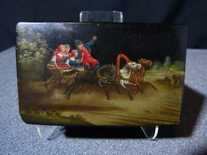 -dose Tee Russisch Antik Loukoutine Russland 19 XIX 20 Jh Papier -maché Lackiert - Picture 1 of 20