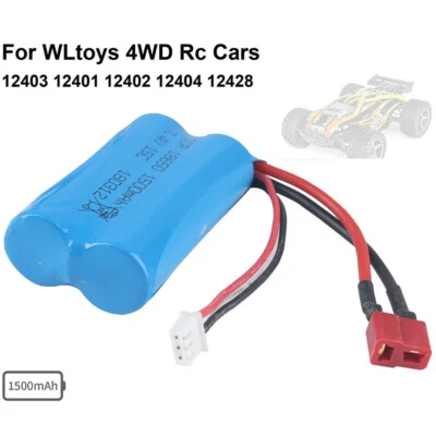 1500mAh 7.4V Li-ion Battery Deans T Plug for RC Car Truck Boat WLtoys 4WD 12401 - Image 1 of 4