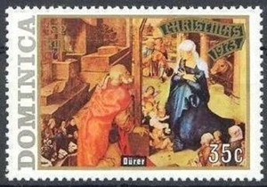 DOMINICA -1973- Religious Painting - "The Nativity" (Durer) - #379 - Picture 1 of 1
