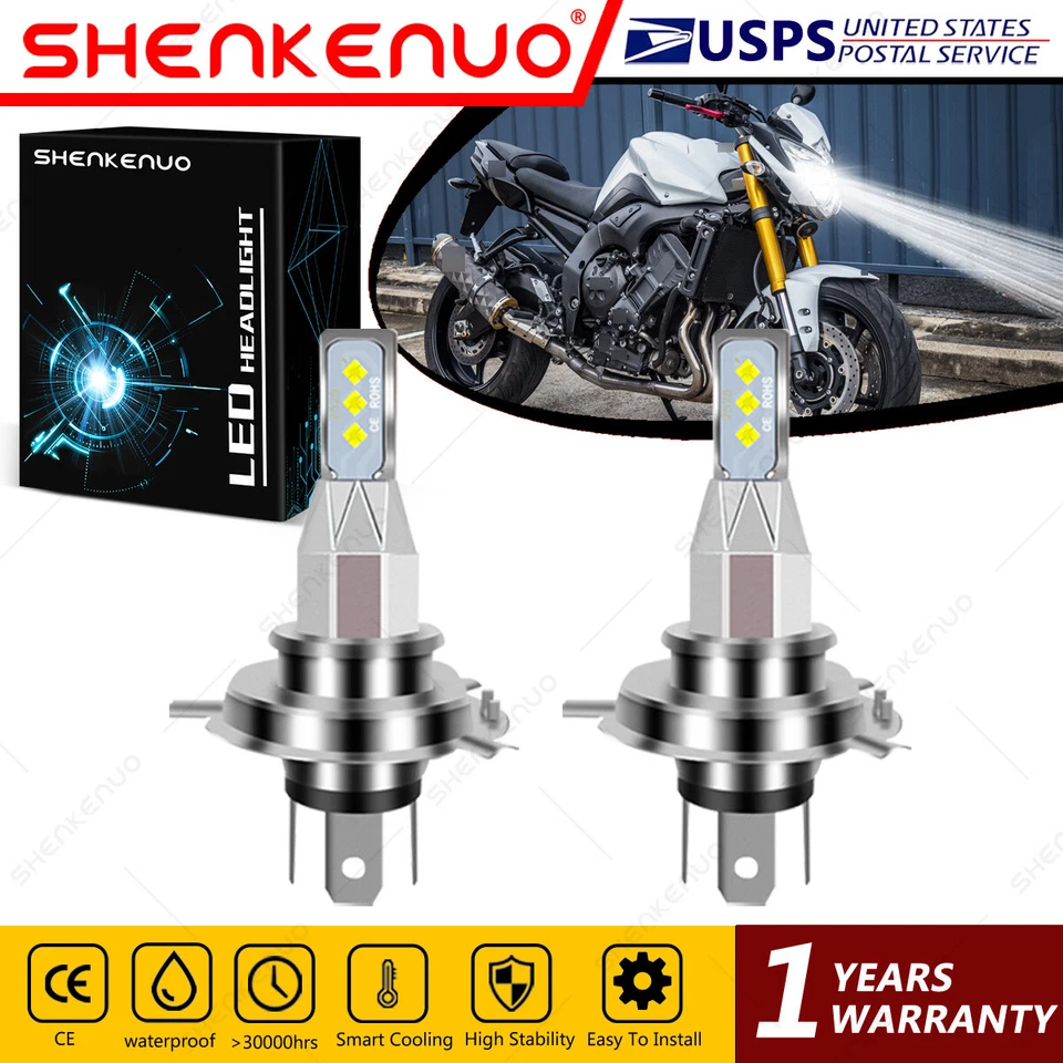 Para Yamaha FZ8 FZ600 FZ700 FZ750 2X HS1 9003 LED Faros Bombilla 55W 6000K Blanco Foto 1 de 4