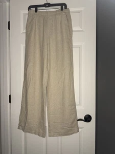 Pantalones de lino Old Navy medio alto tiro alto pierna ancha beige - Imagen 1 de 2