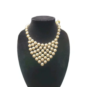 Collar babero Bloomingdales de oro y perlas de imitación - Imagen 1 de 9