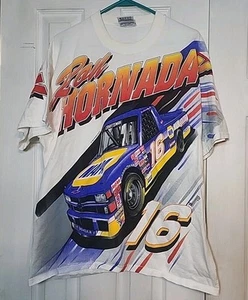 Vintage 90s Ron Hornaday AOP Nascar Truck Series Racing T-Shirt Adult Large Mens - Bild 1 von 6