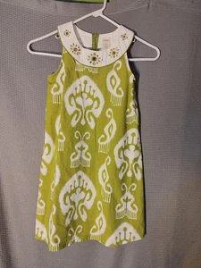 Girls Gymboree Collared Shift Jewels Green Apple w/print Sz 8 Embroidered Cotton - Picture 1 of 6