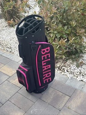 Bolsa de golf Luc Belaire France con 14 ranuras, correa, negra con rosa, solo 333 hecha  Foto 1 de 4
