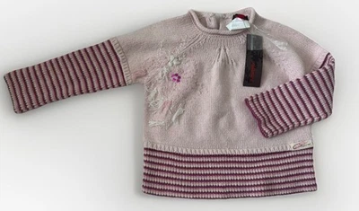 Catimini Pink Sweater Baby Girls  Size 23 M New w/TAGS Pull Maille Rose - Photo 1/3
