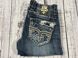 Men’s Rock Revival Jeans Sz 30 X 34 Helicon Straight Good Condition - Imagen 1 de 12