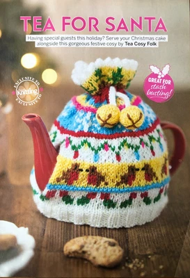 Tea Cosy Folk knitting pattern DK Christmas fair isle tea cosy with bells - Image 1 of 4