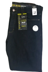 LEE EXTREME MOTION JEANS STRETCH DARK BLUE RINSE WASH STRAIGHT TAPER W36X34L - Picture 1 of 5