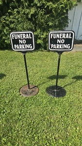 rare antique no parking funeral sign Double Sided x2 - Picture 1 of 22