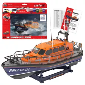 Airfix A55015 RNLI Shannon Class Lifeboat 1:72 Model Kit Starter Set & Decals - Picture 1 of 8