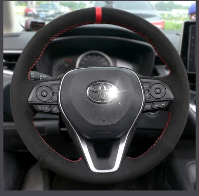 Black Suede Car Steering Wheel Stitch on Wrap Cover For Toyota Camry 2018-2021 - Image 1 of 4