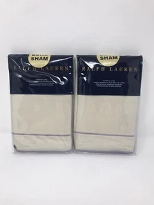 Ralph Lauren Alessandra Marden Euro 2 Shams Cream Lilac Embroidery Linen/Cotton - Picture 1 of 8