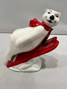Coca Cola Ceramic Polar Bear "Bear Downhill skiing" Vintage - Picture 1 of 5
