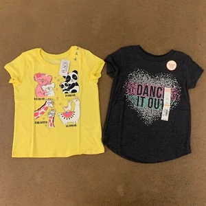Lot of 2 Toddler Girls Size 4 Jumping Beans Gray Dance Place Yellow Animal Tees - Picture 1 of 9