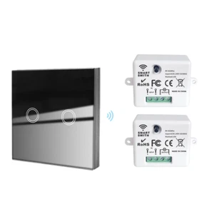 433mhz Schwarz Glas Touch Wandschalter Funk Empfänge Funkschalter Lichtschalter - Bild 1 von 25