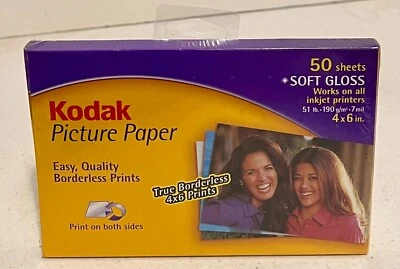 Kodak Picture Paper for inkjet prints 4x6 inch 50 sheets brand new soft gloss - Image 1 of 2
