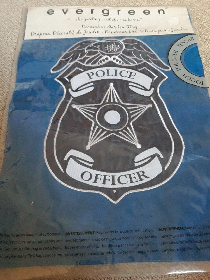 Police Department 168609 Evergreen APPLIQUE Garden Flag 12.5"W "H
