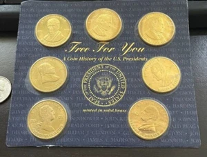 1997 Reader's Digest Solid Brass Coin History of U.S. Presidents - New on Card - Picture 1 of 3