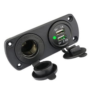 Dual USB Port Car Cigarette Lighter Socket & 12V Charger Power Adapter Outlet - Picture 1 of 15