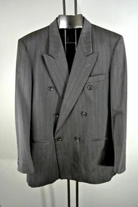 TED LAPIDUS Mans Double Breasted Blazer 42R Jacket Dark Gray Stripped ITALY*1008 - Picture 1 of 6