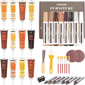 Wood Furniture Repair Kit - 40 Pcs Wood Filler, Touch up Markers with Wax Sticks - Picture 1 of 9