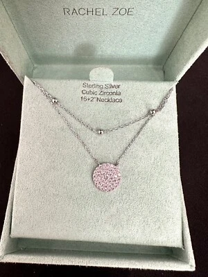 Collar delicado pavé de plata/cristal en capas de Rachel Zoe en caja Foto 1 de 3