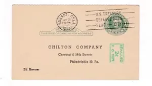 1953 HOBART, OKLA. DOCS AUTO GARAGE CHILTON AUTOMOTIVE POSTAL CARD REVALUED - Picture 1 of 2