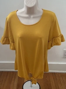 Top PerSeption Concept Corbata Frontal Amarillo Mostaza Mangas Campana Boho Talla S NUEVO - Imagen 1 de 11